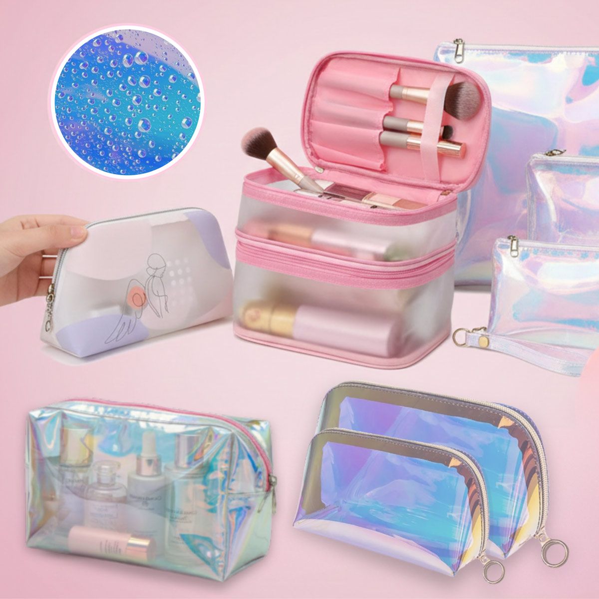 Clear travel amenity bags