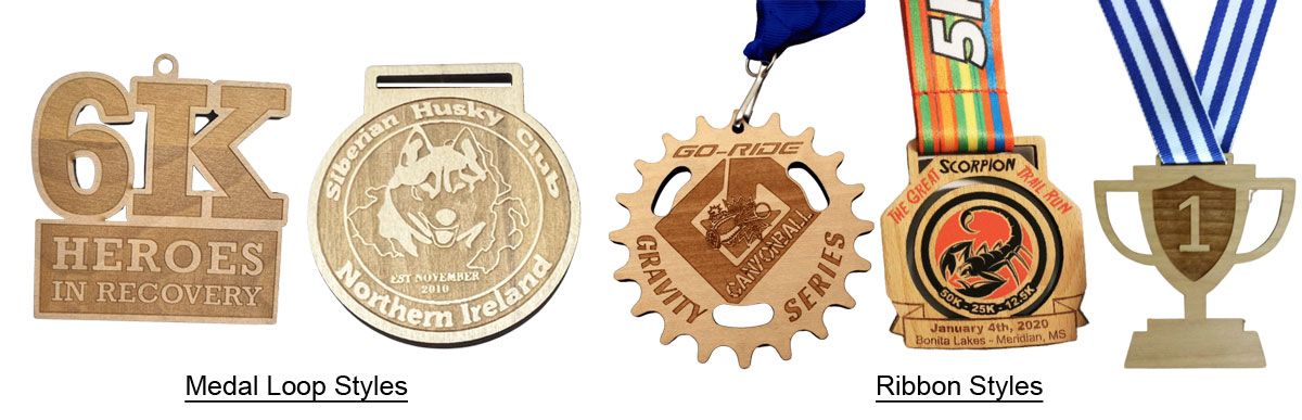 Custom Ribbons & Loops of Wooden Sports Medal