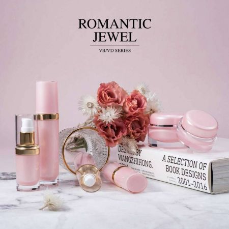Romantisch juweel (ovale acryl luxe cosmetische en huidverzorgingsverpakking)