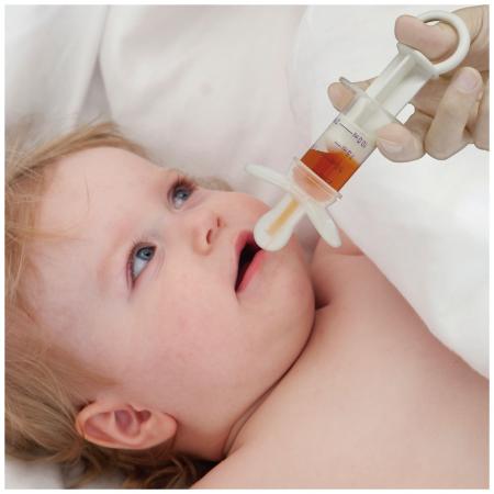 嬰兒餵藥器 - 上噴式出藥口，可避免寶寶嗆到。