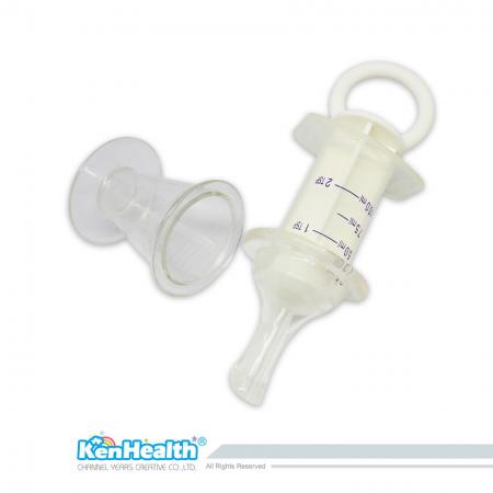 Alimentador de medicamentos con jeringa - El dispensador de medicamentos se adapta a la estructura bucal del bebé con un diseño de chupete, lo que permite al usuario alimentar al bebé con medicamentos fácilmente.