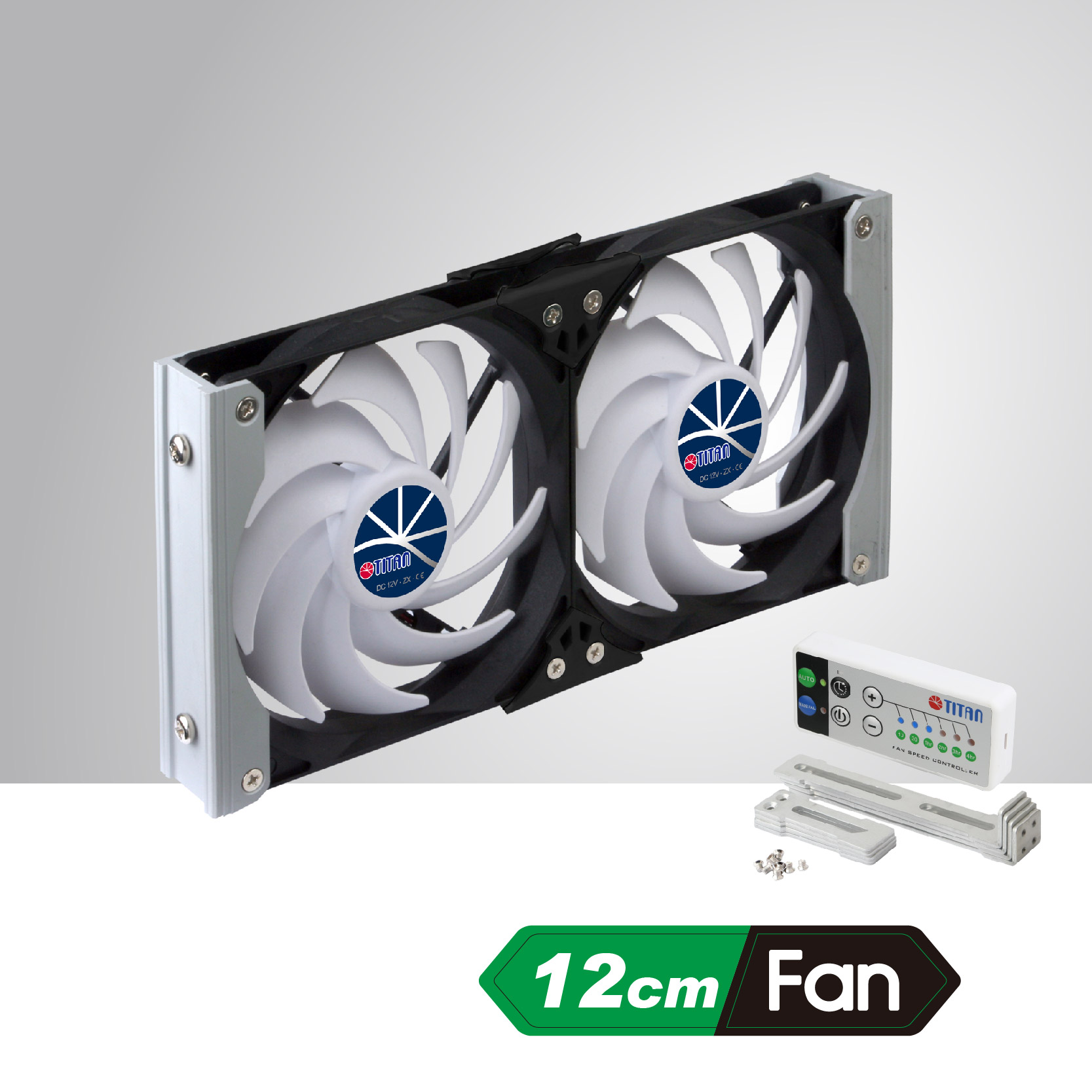 TITAN 12V DC Double Ventilation Cooling Rack RV Fan with Timer and ...