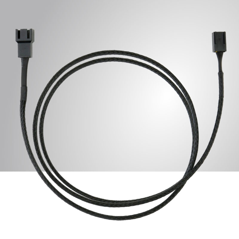 3-Pin All Black Braided Cooling Fan Extension Cable –900mm Length ...