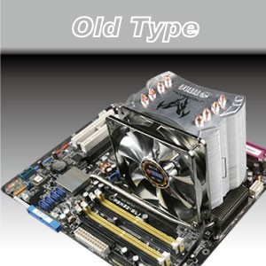 Enfriamiento de tipo antiguo - Ventilador de enfriamiento clásico de tipo antiguo y enfriador de CPU.