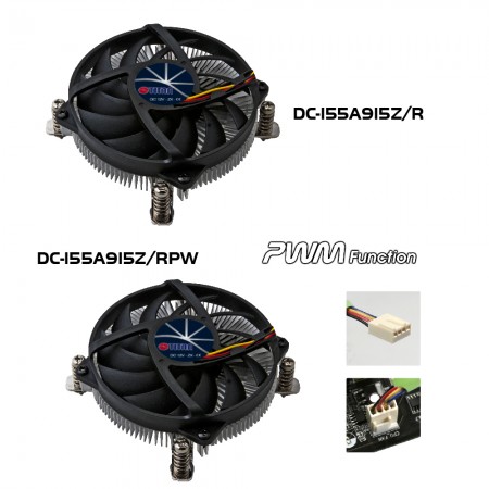 Ilustración del modelo de disipador de CPU de la serie DC-155A915Z