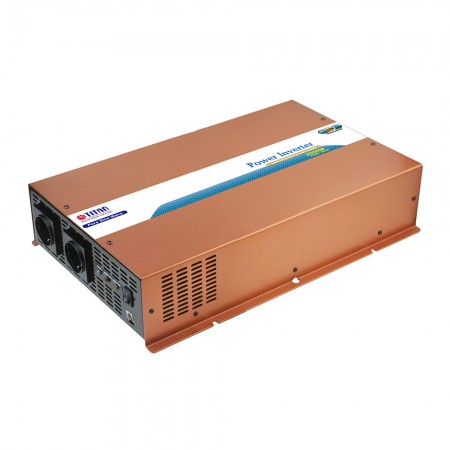 Inversor de corriente de onda sinusoidal pura TITAN 2000W 12V/24VDC con interruptor de transferencia de CA instantáneo.