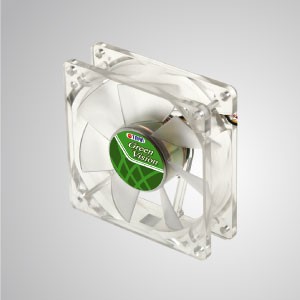 12V DC 80mm Kukri Silent Transparent Green Cooling Fan with 7-blades - With transparent green frame and 80mm silent fan with 9-blades, creating great cooling performance