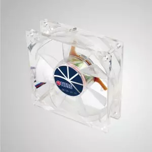 12V DC 80mm LED Transparent Cooling Fan with 7-blades - With transparent frame and 92mm silent 9-blades fan, creating a sparkling but low profile cooling performance