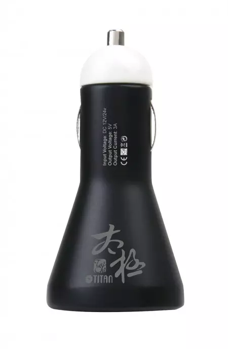 Taichi pattern design presenting Chinese Yin-Yang connection (Chinese Philosophy about dualism) which means combined two funcitons: car charger and  car bettert tester