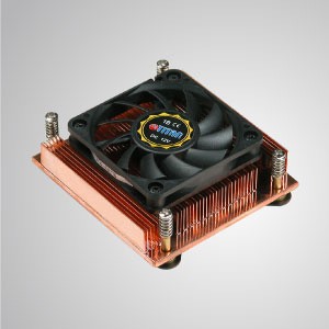 Enfriador de CPU de diseño de perfil bajo para Intel Socket 478 de 1U/2U con aletas de enfriamiento de cobre - Equipado con aletas de enfriamiento de cobre puro, este enfriador de CPU puede fortalecer significativamente el disipador térmico de la CPU.