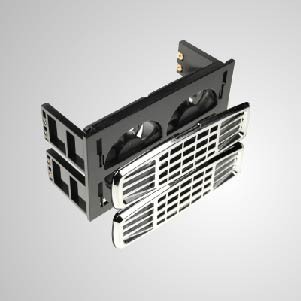 12V DC 直流 2X 5.25吋6公分雙風扇硬碟散熱器/防蔽EMI (Z-AXIS軸承)