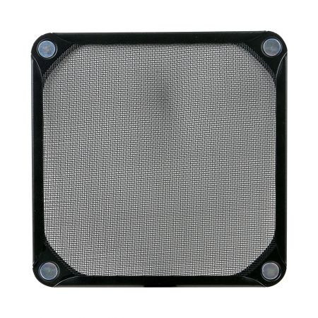Vista frontal del filtro de metal de ventilador de 120 mm con imán incorporado.
