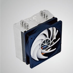 Refroidisseur d'air CPU universel avec 3 caloducs en cuivre et ventilateur PWM silencieux Kukri de 120 mm / Wolf Hati / TDP 160W - Doté de 3 caloducs en forme de U optimisés et d'un ventilateur bas de 120 mm avec contrôleur PWM. Il est capable d'accélérer la dissipation de chaleur en maximisant le flux d'air.