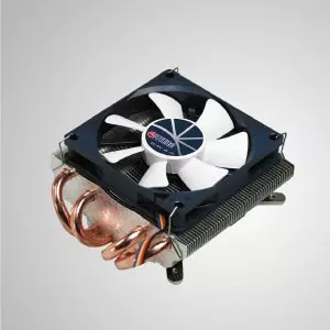 Refroidisseur de CPU universel à profil bas avec 4 caloducs DC et une hauteur de 1,5U / TDP 130W - Refroidisseur universel pour CPU avec quatre caloducs de contact direct de 6 mm et un ventilateur PWM de 80 mm. Profil extrêmement bas et mince pour différents boîtiers HTPC et boîtiers d'ordinateur.