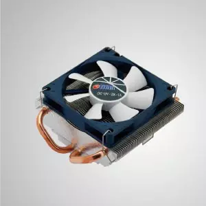Enfriador de CPU de aire de diseño de perfil bajo universal con 2 tubos de calor DC y altura de 1.5U/ TDP 115W - Enfriador universal de CPU con dos tubos de calor de contacto directo de 6 mm y ventilador PWM de 80 mm. Perfil extremadamente bajo y delgado para varios casos de HTPC y casos de computadora.