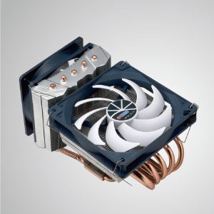 Enfriador de CPU universal con 5 tubos de calor de contacto directo y enfriamiento de flujo de aire lateral y descendente / Fenrir Siberia Wolf / TDP 220W