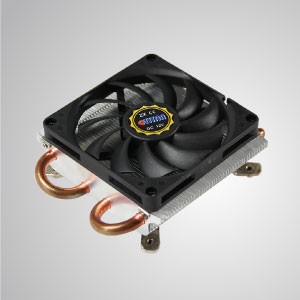 Refrigerador de aire para CPU de diseño de perfil bajo 1U/2U Intel LGA 775 con 2 tubos de calor DC, ventilador de enfriamiento silencioso de 80 mm y base de cobre / TDP 115W