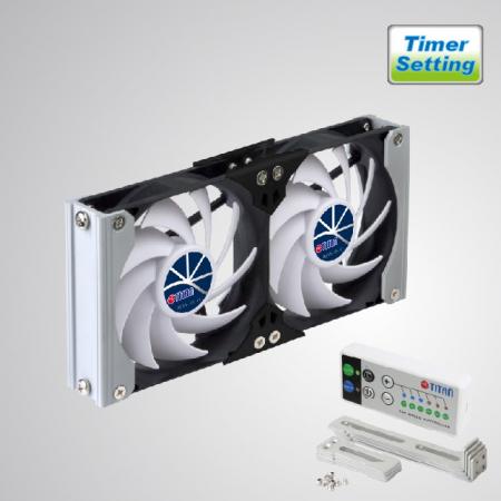 Ventilador de refrigeración de doble ventilación para rack de RV de 12V DC con temporizador y control de velocidad