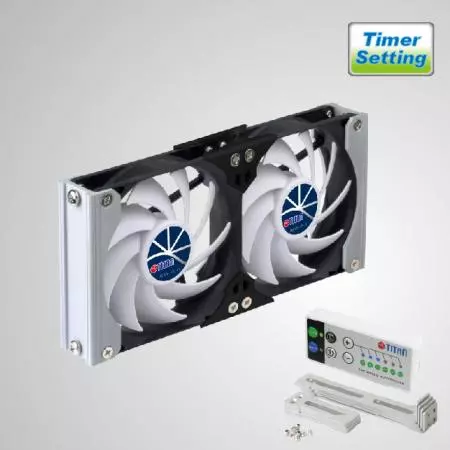 Zamanlayıcı ve hız kontrol cihazı ile 12V DC Çift Havalandırma Soğutma Rack RV Fanı
