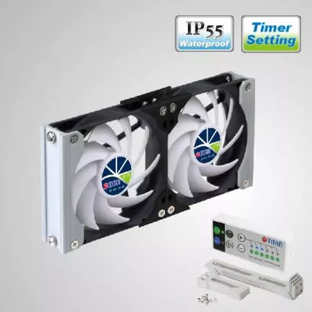 Zamanlayıcı ve Hız Kontrol Cihazı ile 12V DC IP55 Su Geçirmez Çift Havalandırma Soğutma Karavan Fanı