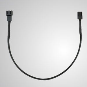3ピンオールブラックブレードクーリングファン延長ケーブル - 300mm長 - 3ピン 全黒ブレード ファン延長ケーブル