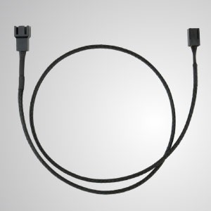 3-контактный полностью черный удлинительный кабель вентилятора системы охлаждения в оплетке - длина 600 мм - 3-контактный удлинительный кабель для вентилятора с черной оплеткой