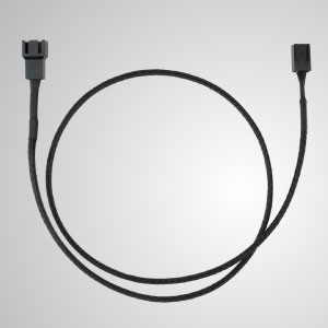 3ピンオールブラックブレードクーリングファン延長ケーブル - 600mm長 - 3ピン 全黒ブレード ファン延長ケーブル