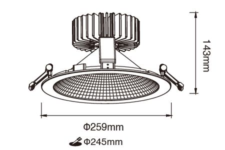 Downlight Drawing Types LED Black Diamond Downlight 45W | DANCELiGHT