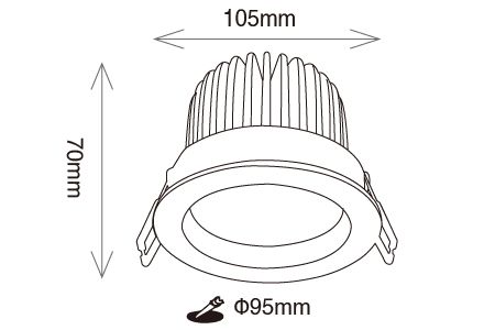 Downlight Drawing Types LED Black Diamond Downlight Ø95mm 12W Natural White | DANCELiGHT's LED ...