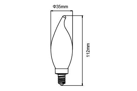 LED Filament Bulb LED-E14ED4TAR3 Drawing