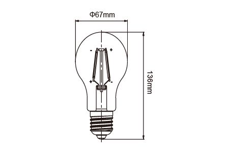 LED Filament Bulb LED-E27ED12WN Drawing
