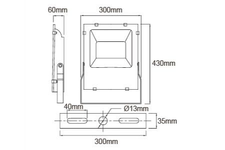 LED Floodlight OD-FLS100DR2 Drawing