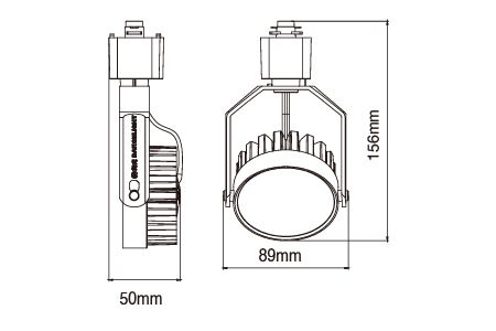 Dessin de la lumière de rail LED D-TRJY8D-BK