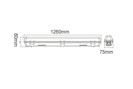 LED Batten Light OD-T8WA4X1-1 Drawing