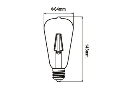Dibujo de bombilla de filamento LED LED-E27ED6YSTR3