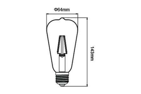 LED Filament Bulb LED-E27ED6YSTR3 Drawing