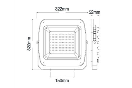 LEDフラッドライト E-FLDB150D2R2 図面