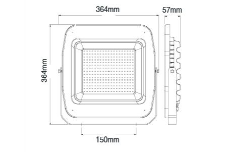 Dibujo del proyector LED E-FLDB200D2R2