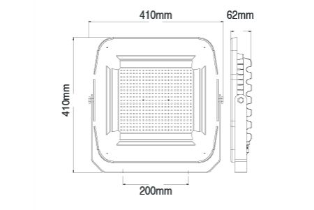 Dibujo del proyector LED E-FLDB300D2R2