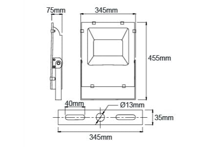 LED Floodlight OD-FLS150DR2 Drawing