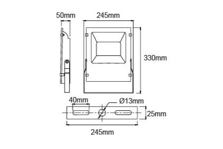 LED Floodlight OD-FLS50WR2 Drawing