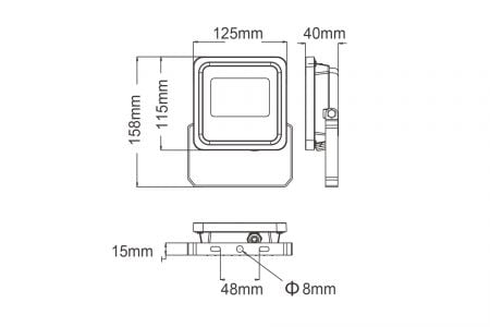 LED Floodlight OD-FLZ10DR1 Drawing