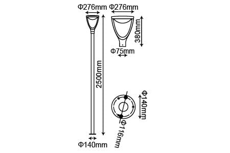 Lumière de jardin LED haute OD-1503 Dessin