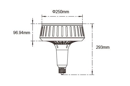 LED High Power Bulb LED-E40100D Drawing