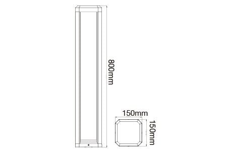 LED Lawn Light OD-3180-80 Drawing