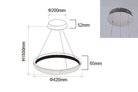 Dessin de la suspension lumineuse à anneau LED D-29300