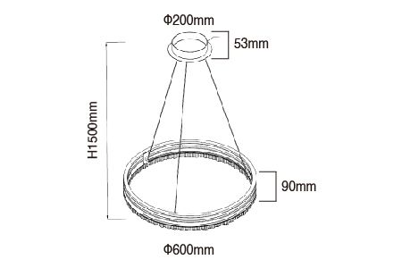 Dessin de la lampe suspendue LED D-29301-600