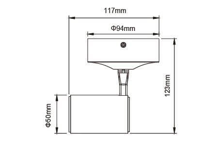 Dessin de la lumière de rail LED D-CCP7WR2-BK