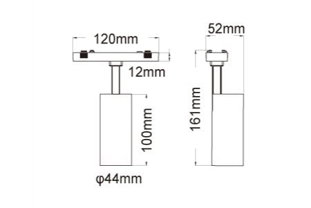 Dessin de la lumière sur rail LED D-UTMTTR8N