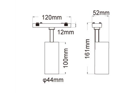 Dessin de la lumière sur rail LED D-UTMTTR8W